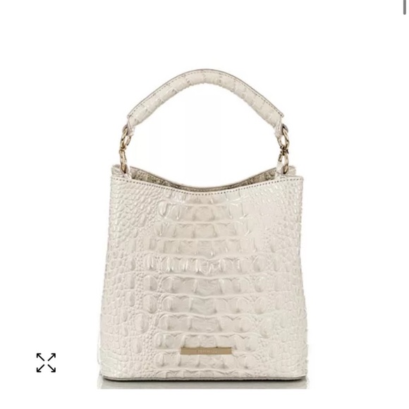 Brahmin Cream Croc-Embossed Shoulder BagOffers welcome! Color coconut milk